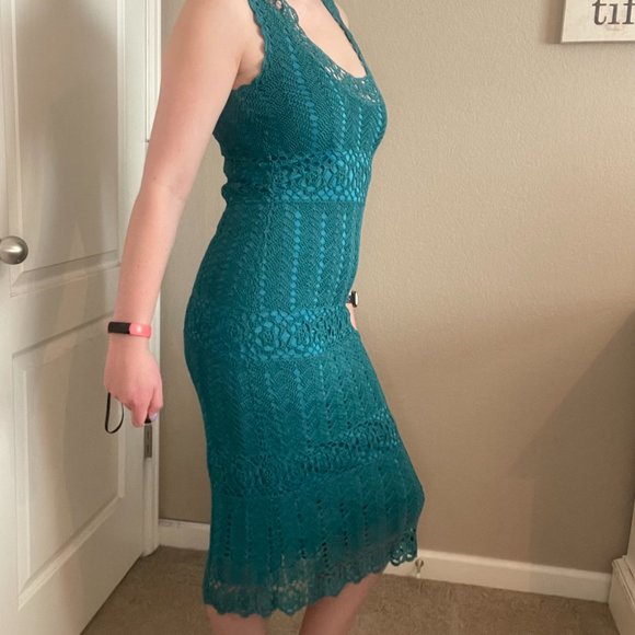 Crochet Fitted Midi Dress - Picture 2 of 8